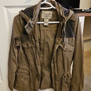 American Rag Green Jacket with Aztec Designs And Hood Sz M